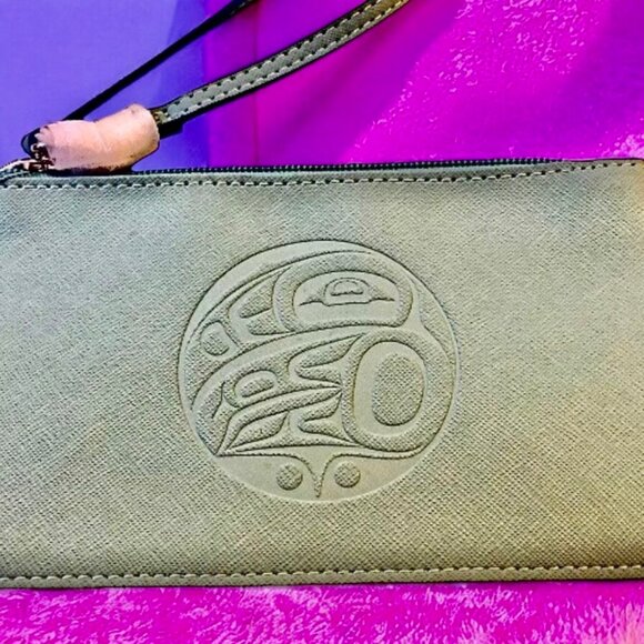 NATIVE ORIGINS Teal VEGAN Leather Wristlet Handbag Made in Canada - Picture 13 of 14